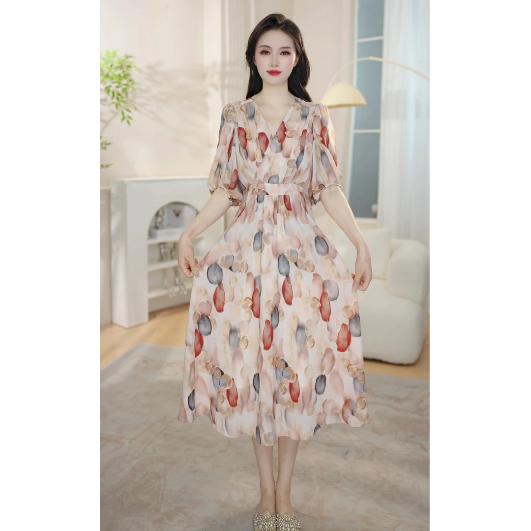 2025春夏季新款裙子高端轻奢优雅百搭显瘦修身时尚连衣裙2560