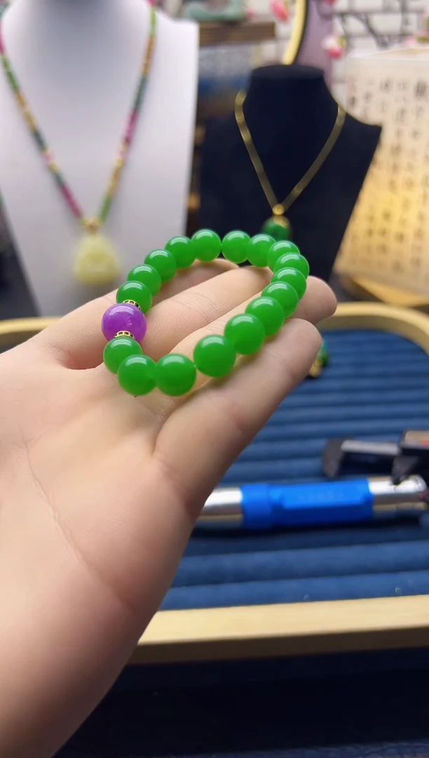 【闪购商品】翡翠手链14K金镶嵌S437