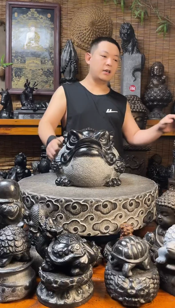 石材30金蟾天然青石雕刻
