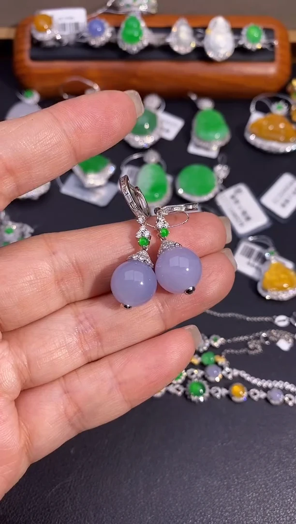 【闪购商品】翡翠耳饰18K金镶嵌耳饰