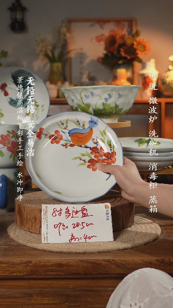 瓷景德镇高温瓷釉下彩手绘陶瓷