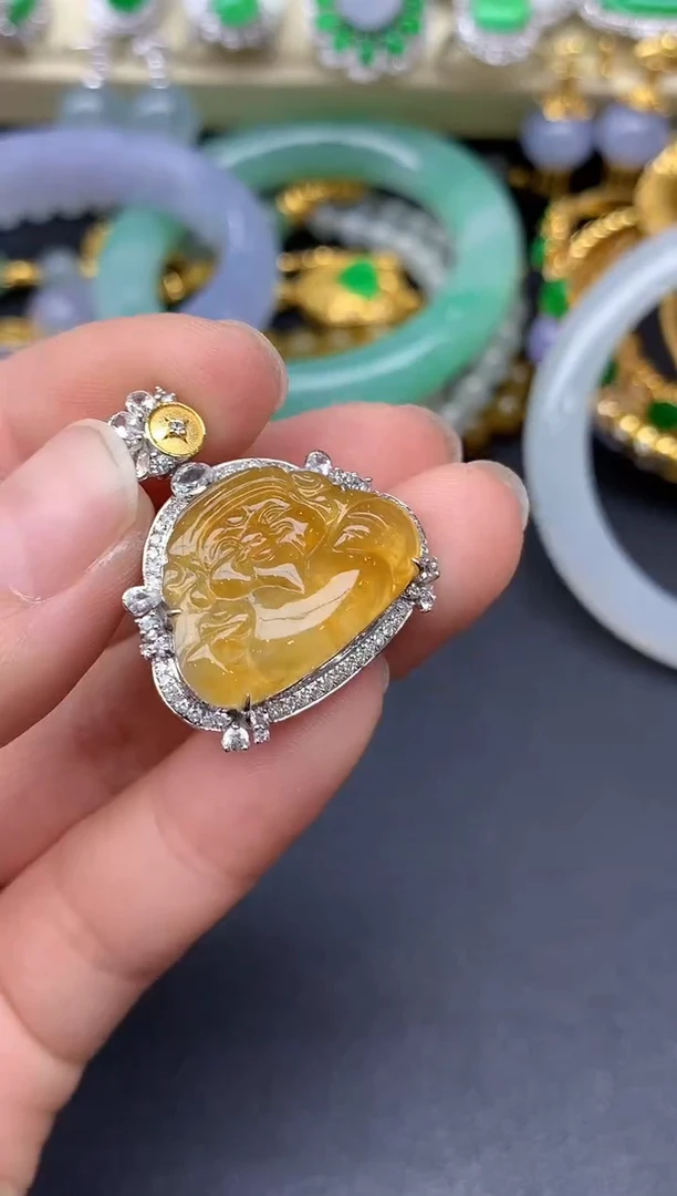 颈饰18K金镶嵌翡翠403-雪姐翡翠天天见
