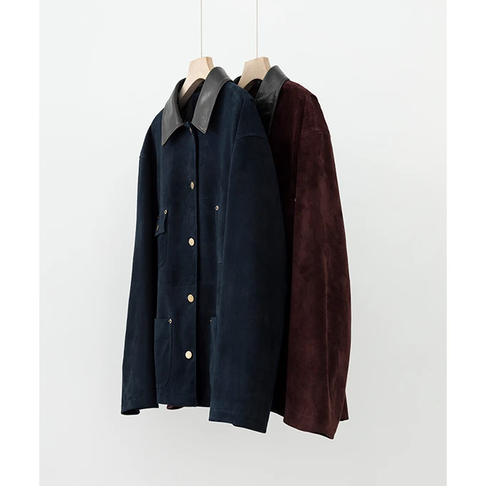 做旧拼接翻领多口袋秋皮衣PY4G0904