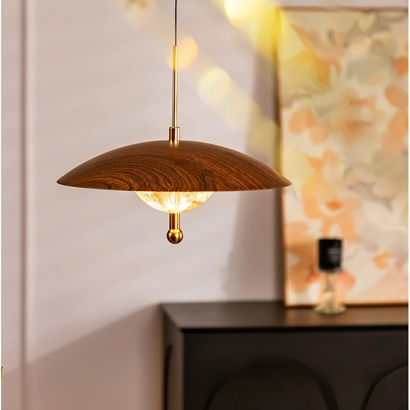 法式中古木纹餐厅吧台吊灯主卧室灯高级感复古温馨浪漫床头升降灯