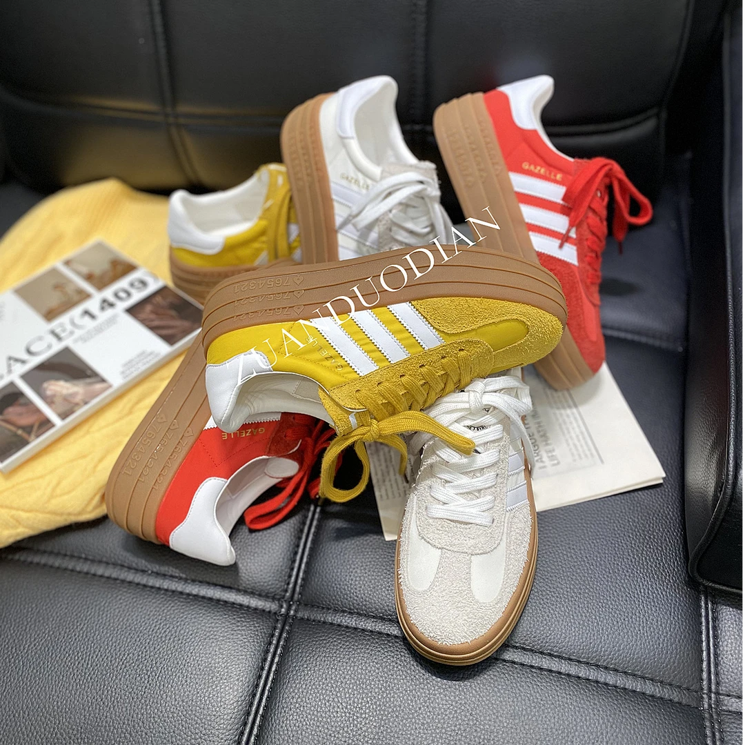 羊皮版~真皮厚底5cm反绒皮休闲板鞋女百搭时尚德训女鞋268092-199