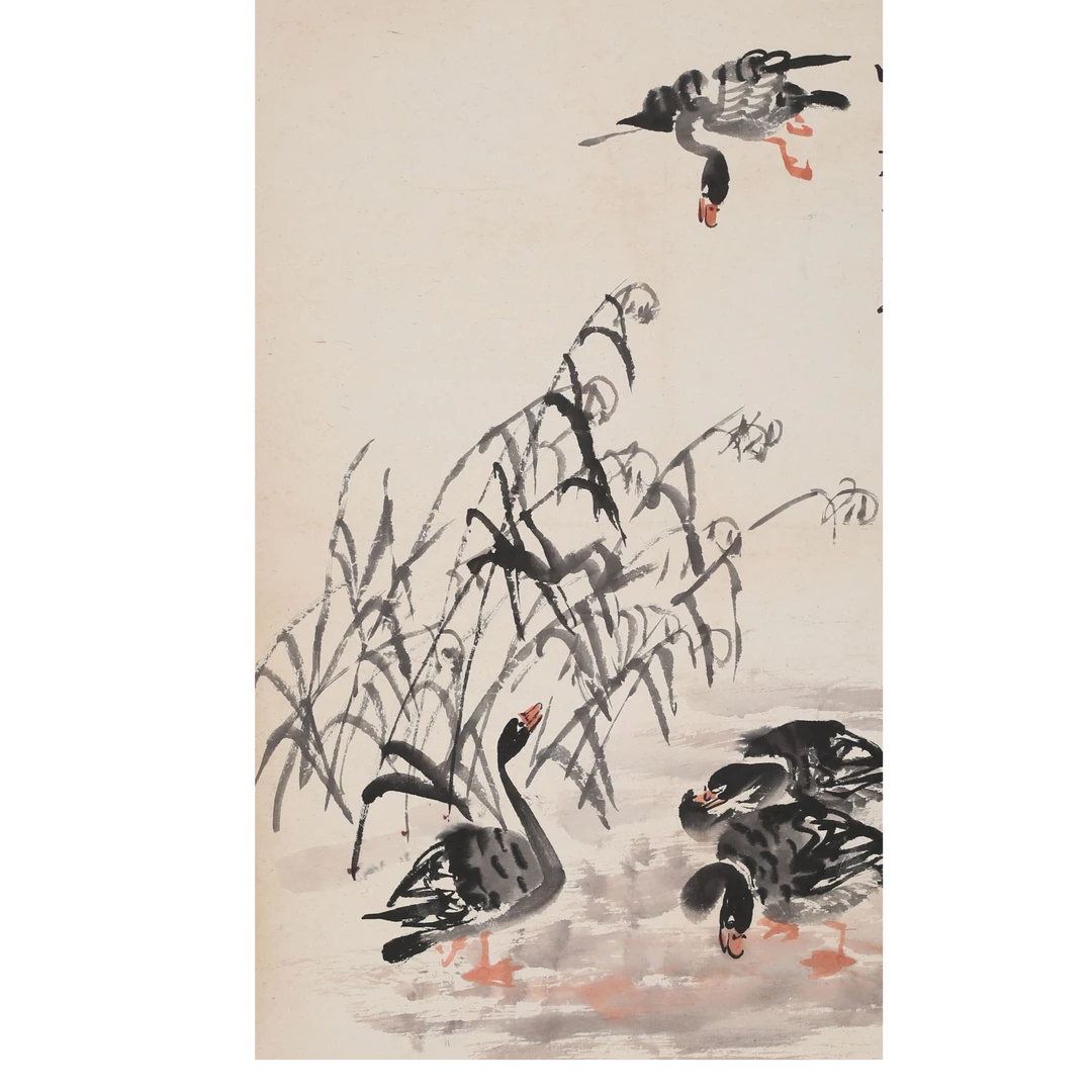 LOT.82 《芦雁》61*38cm 纸本设色立轴