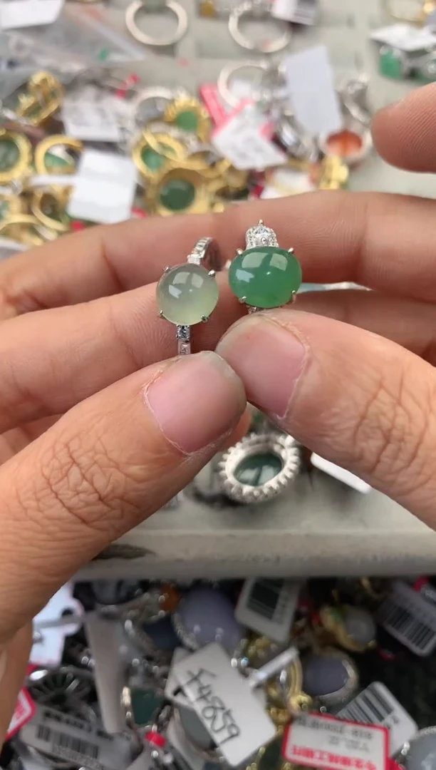 银S925镶嵌戒指翡翠10                7