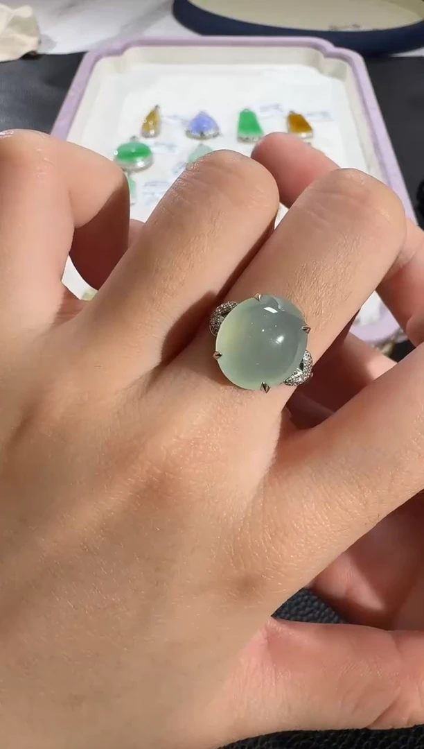 【闪购商品】翡翠戒指18K金镶嵌【源头工厂】钻石镶嵌