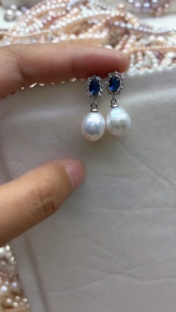 合金淡水珍珠耳饰多样性发其一，非无暇