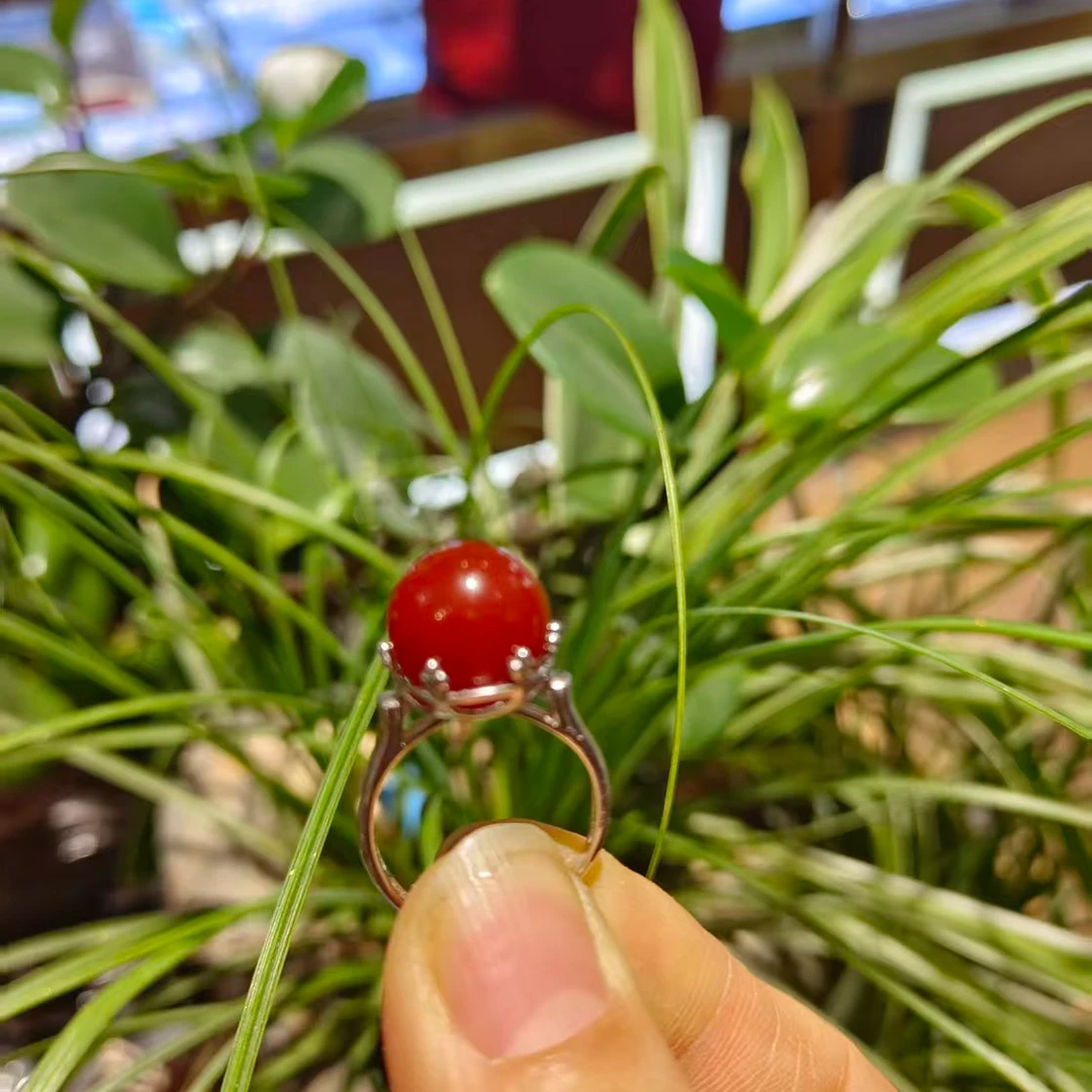 非金属仿水晶戒指 皇冠【生日福利】手工活口红色戒指