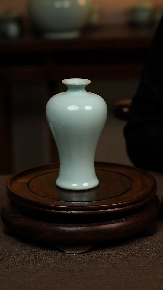 瓷片天青色摆件梅瓶一级不带礼盒
