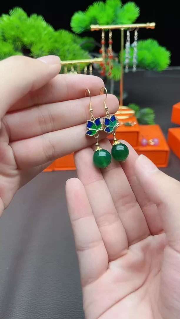 玛瑙/玉髓耳饰银S925镶嵌337000