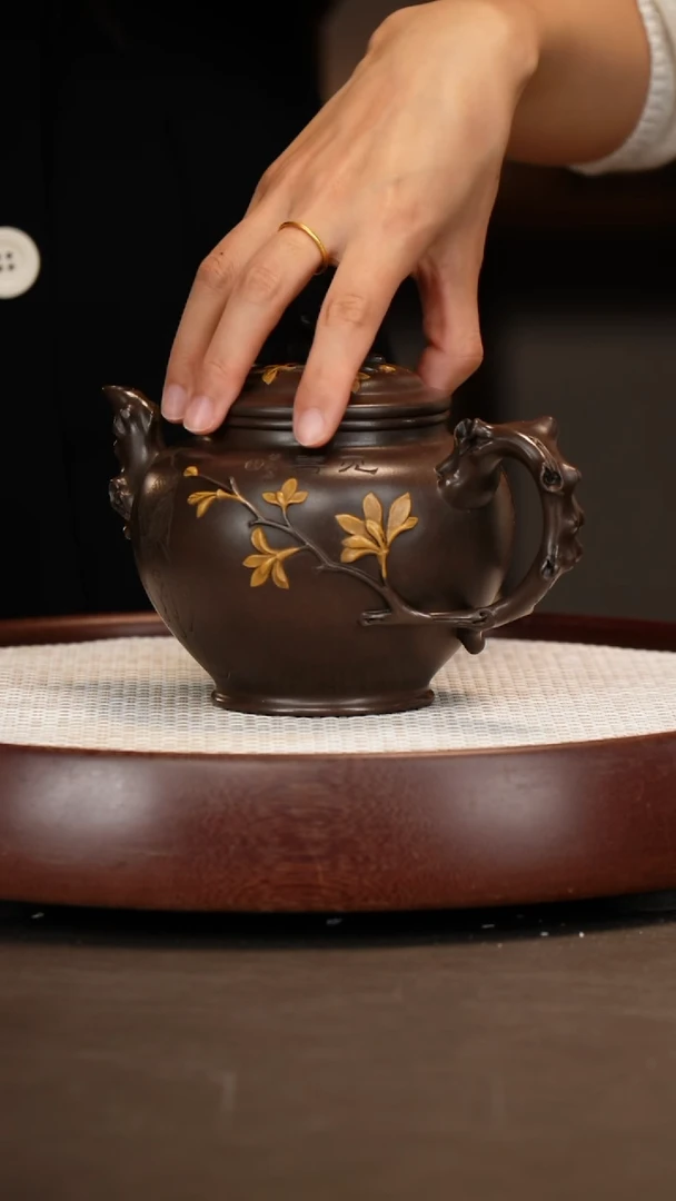 茶壶紫砂【徐南】老紫泥兰报春   650CC