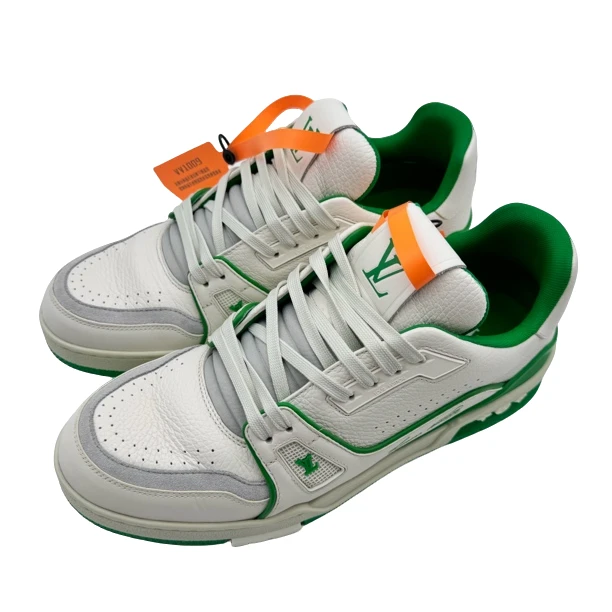 99新 LouisVuitton/路易威登 41.5码白绿水泥 trainer99新vv1009
