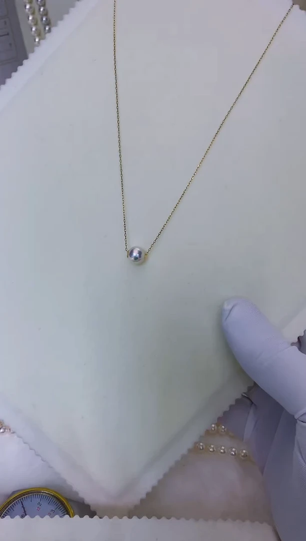 18K金镶嵌海水珍珠饰品8-8.5路路通不含金链
