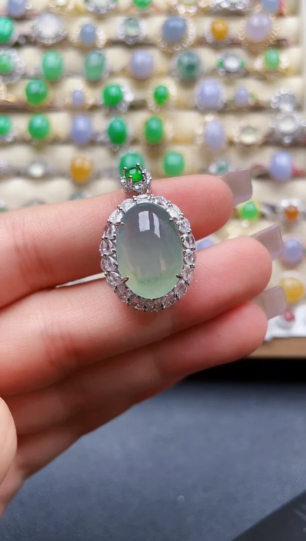 颈饰银S925镶嵌翡翠28