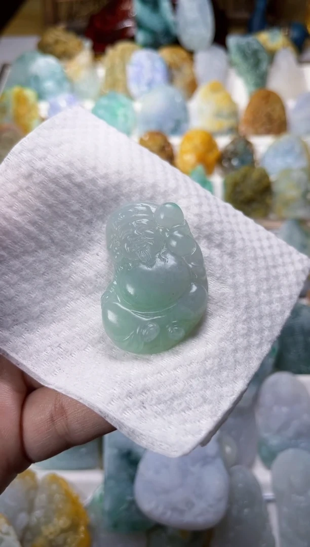 【闪购商品】定制翡翠未镶嵌毛货定制财神 不退不换