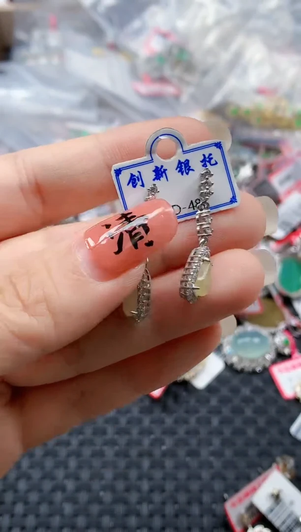 银S925镶嵌戒指翡翠天然A货缅甸翡翠