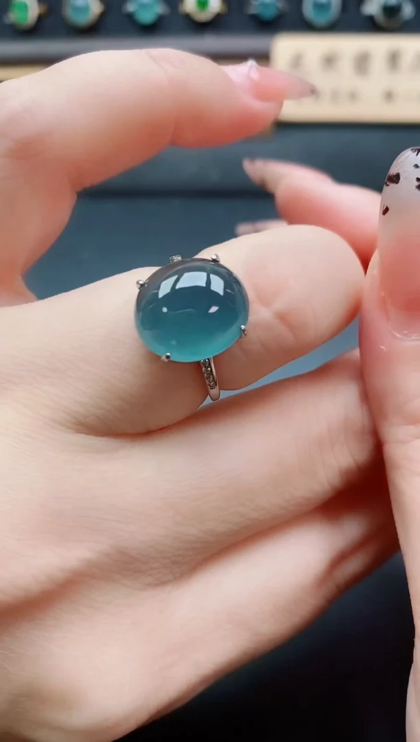 银S925镶嵌戒指翡翠1