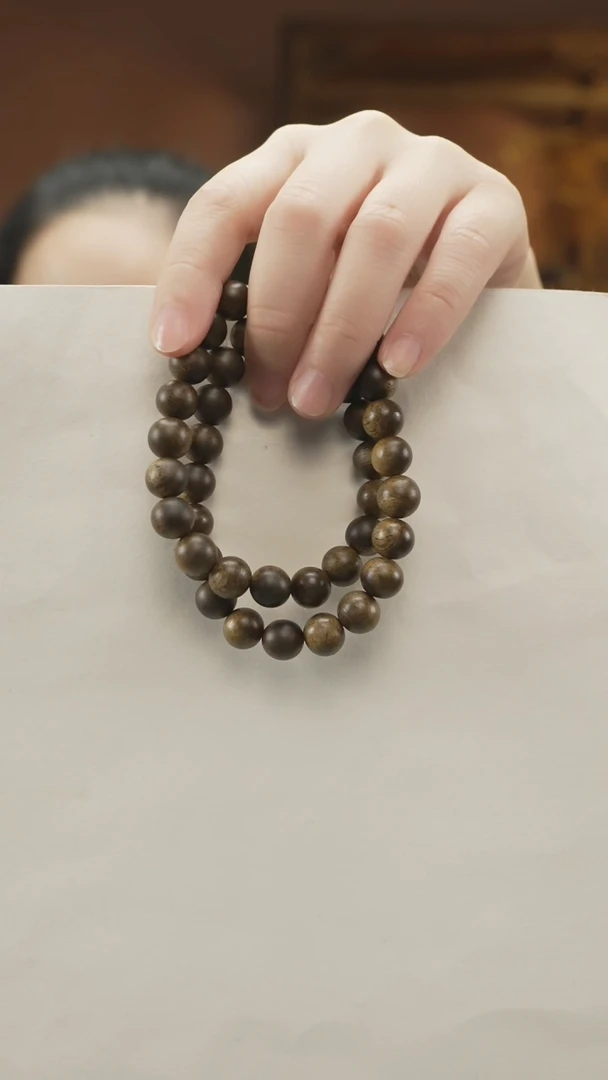 手串沉香木越南芽庄莺歌绿棋1.0双圈圆珠