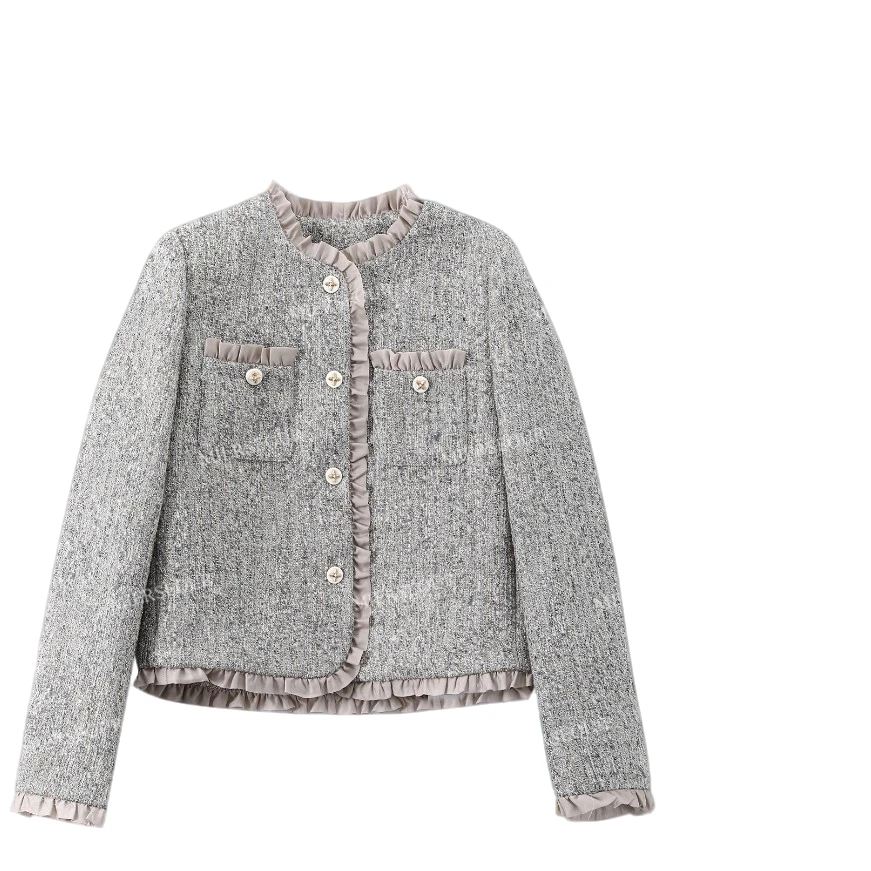 秋冬法式小香花边外套8833336