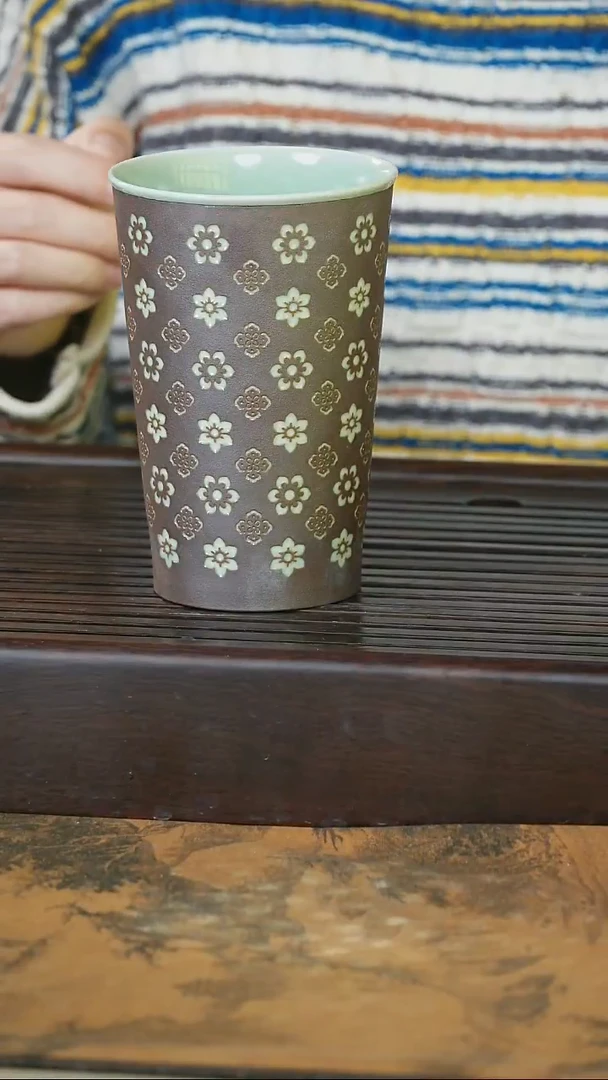 摆件望瓯陶溪川双釉梅子青草木灰可乐杯