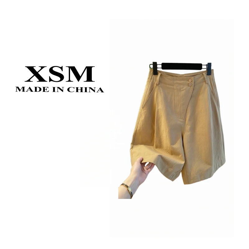 工装中裤五分短裤女夏季款宽松薄款高腰a字版阔腿裤潮6768/AS