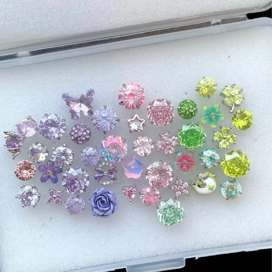 钛钢耳饰 幻彩世界｜医学钛钢耳骨钉紫色华子耳钉小钛合金耳环