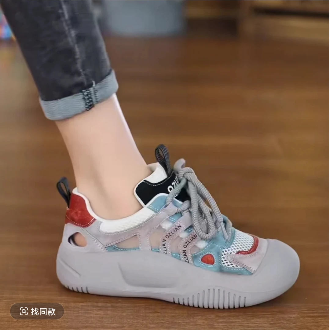 M-爆款潮鞋网面老爹鞋女2025夏季新款休闲鞋女透气女款
