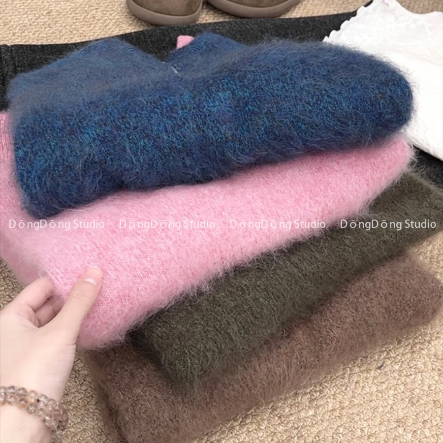 加厚无缝山羊绒！万人迷～【拉链高领蓝眼泪】宽松保暖拉绒毛衣 9919