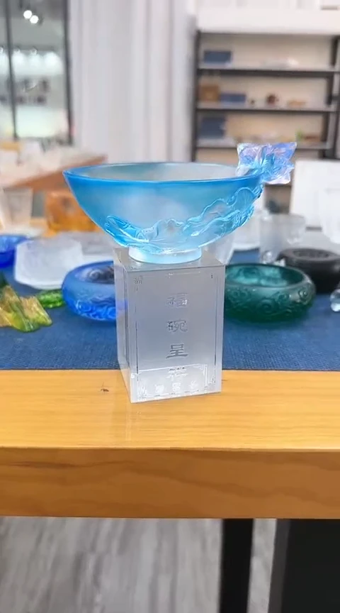 【闪购商品】茶盏琉璃并蒂莲碗一套