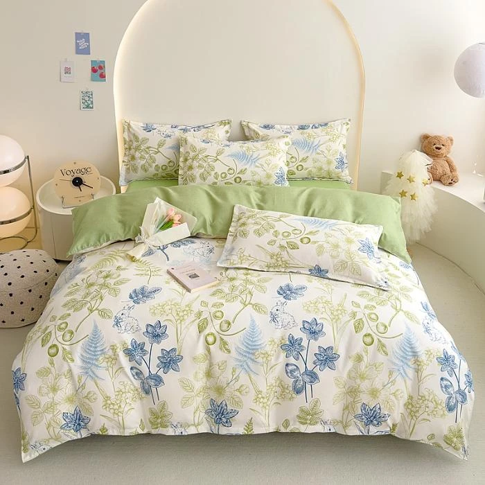 秋施/AutumnCraft磨毛四件套小清新碎花被套200x230双人床上用品