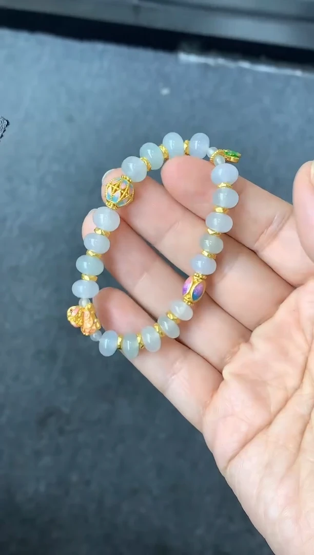 足金镶嵌手链翡翠499-中国好珍宝