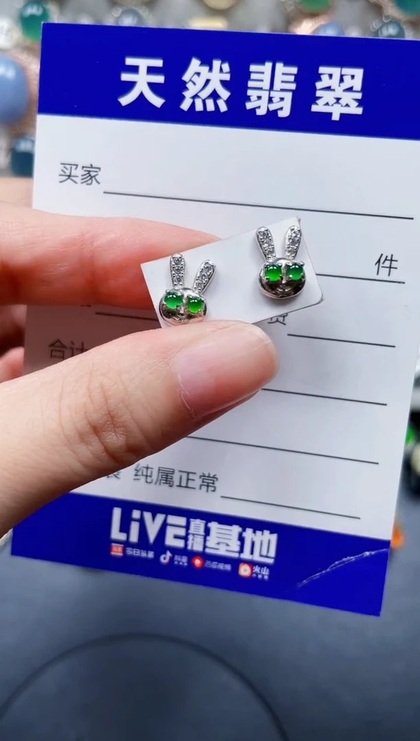 银S925镶嵌翡翠耳饰93