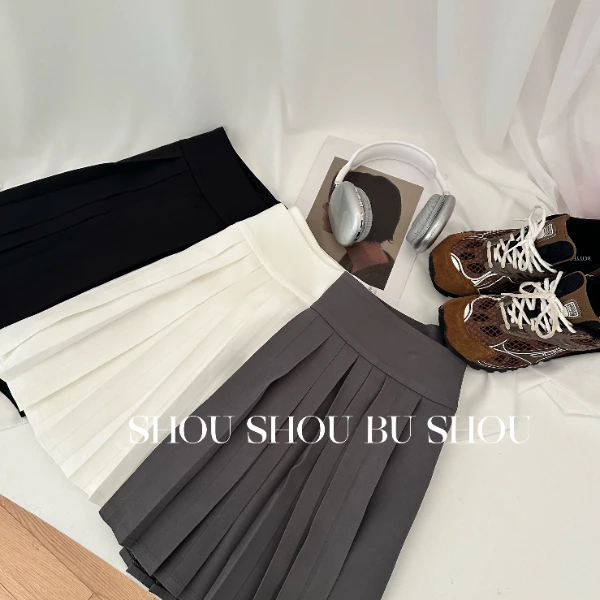 【瘦瘦】少女日记-大码春夏薄款无松紧百搭学院高腰半身短裙S01382