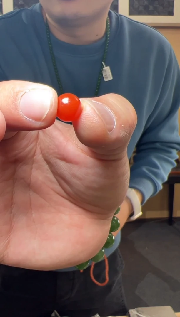 【闪购商品】南红玛瑙路路通18K金镶嵌约10mm保山南红冰红