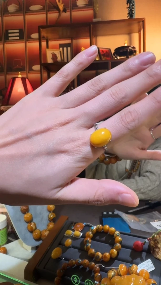 蜜蜡颈饰银S925镶嵌5457天然蜜蜡珠宝奇石