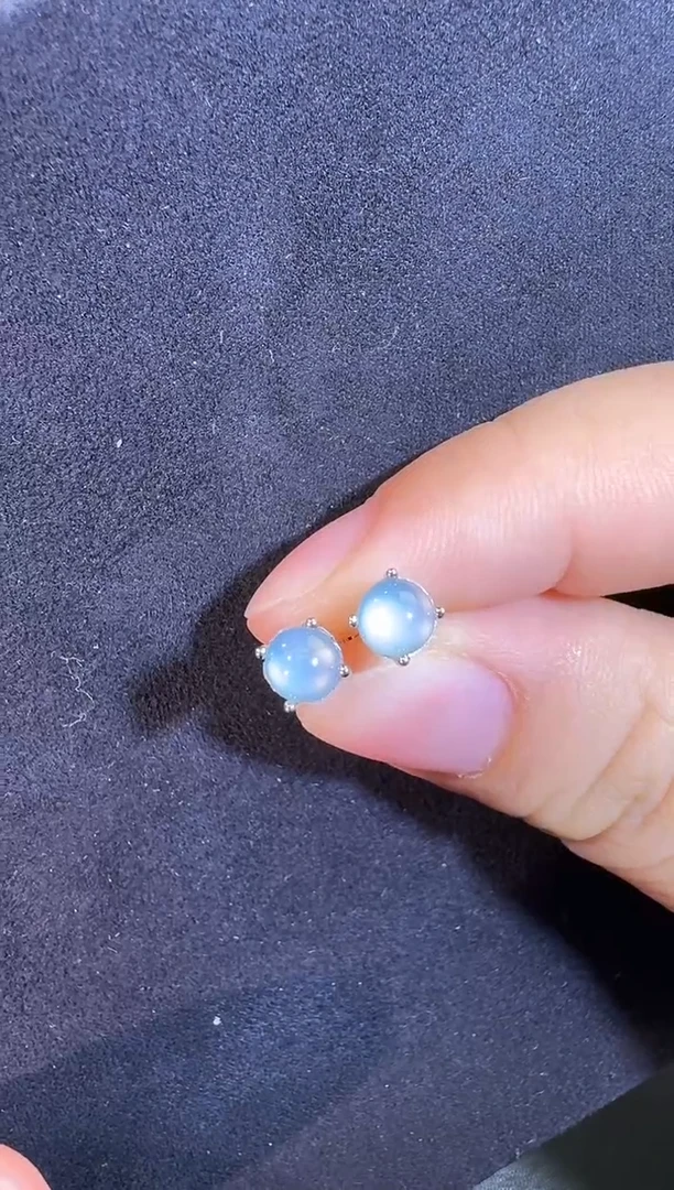 银S925镶嵌翡翠耳钉H*Y耳钉
