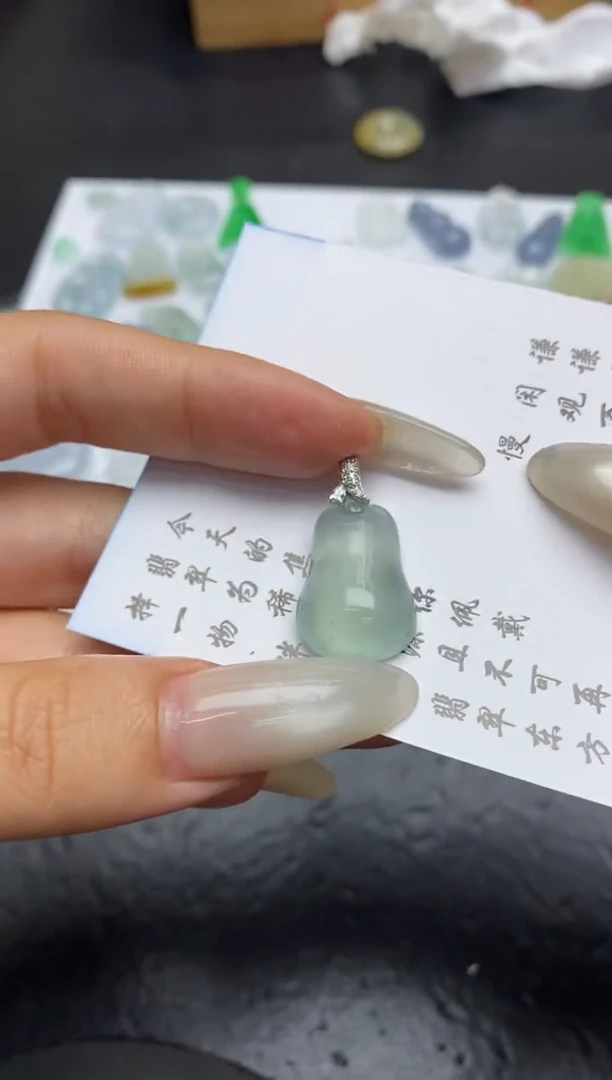 定制翡翠银S925镶嵌冰**芦翡翠毛货~