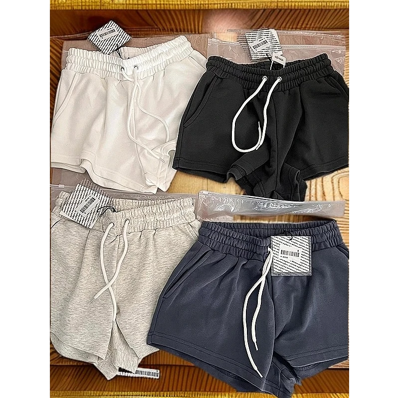 美式4色基础款宽松休闲运动短裤辣妹热裤卫裤松紧腰女夏季跑步