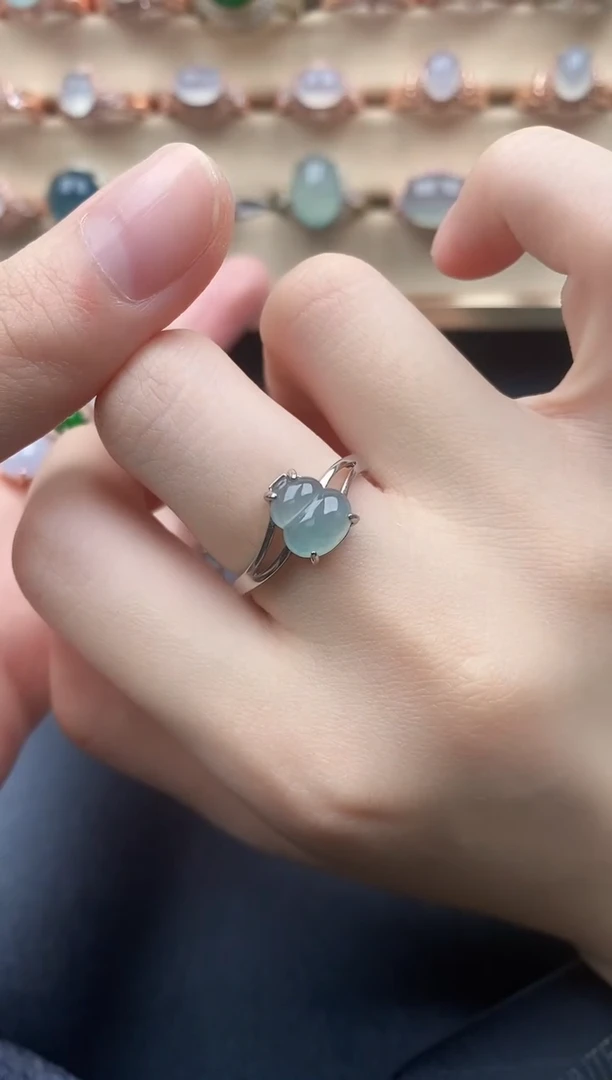 翡翠戒指银S925镶嵌一物一证一礼盒