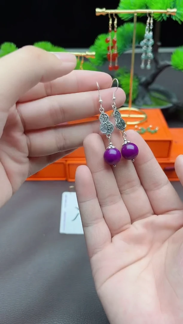 玛瑙/玉髓耳饰银S925镶嵌232