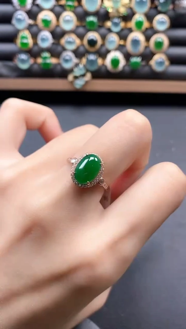 银S925镶嵌戒指翡翠65111