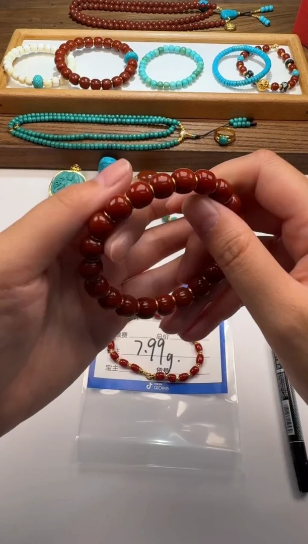 18K金镶嵌手串手串南红玛瑙沧*~手串手串