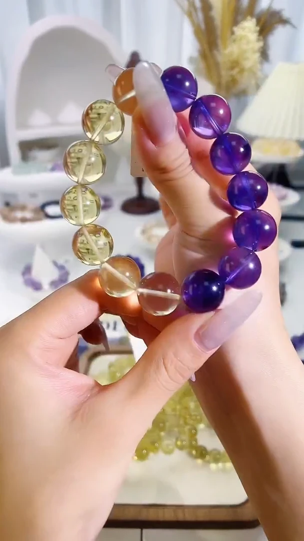 未镶嵌手串水晶紫水搭黄水晶多样性发其一