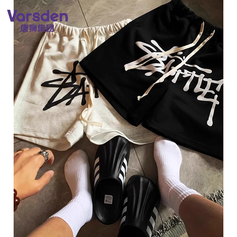 唐狮集团Varsden美式复古大logo款印花宽松休闲直筒短裤夏季男款