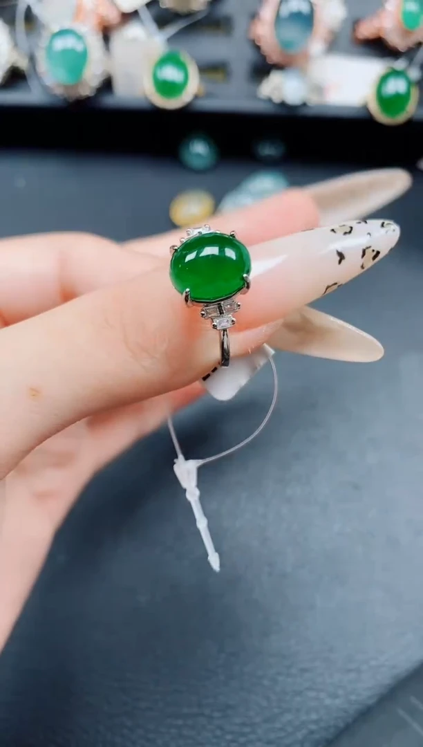 银S925镶嵌戒指翡翠翡翠