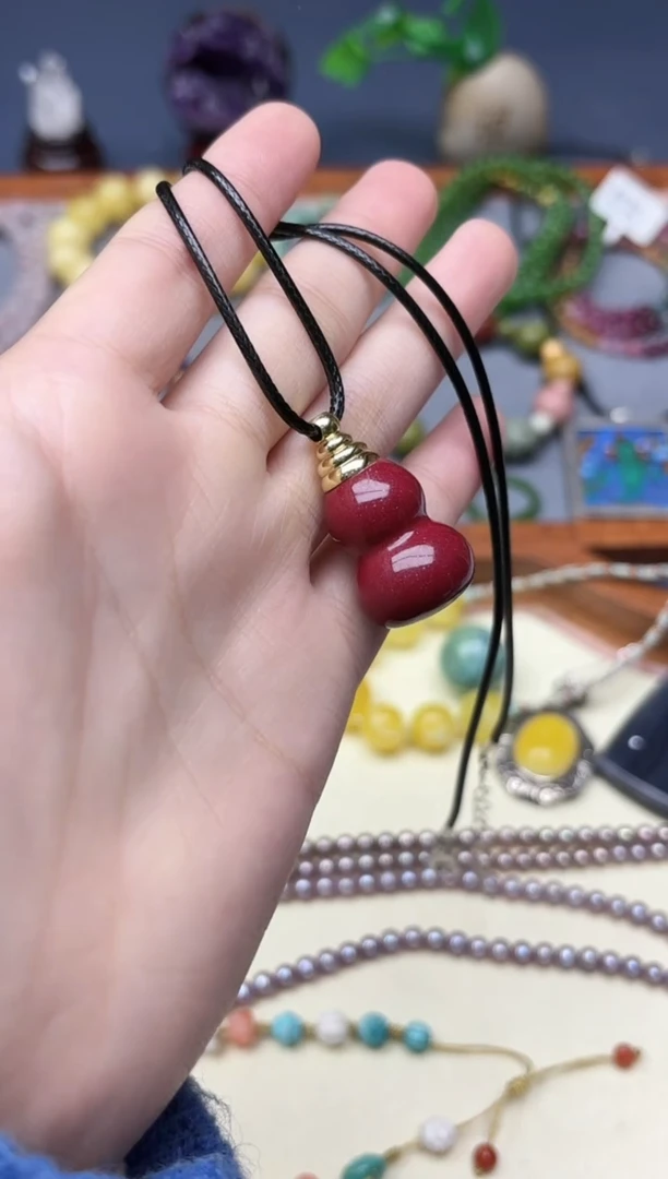 天然辰砂朱砂葫芦吊坠ZD