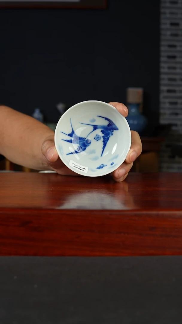 祖传窑真柴窑传承400年双燕卧足杯