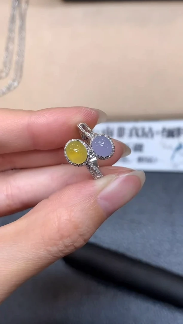 18K金镶嵌戒指翡翠7【无服务费蛋面【无服务费
